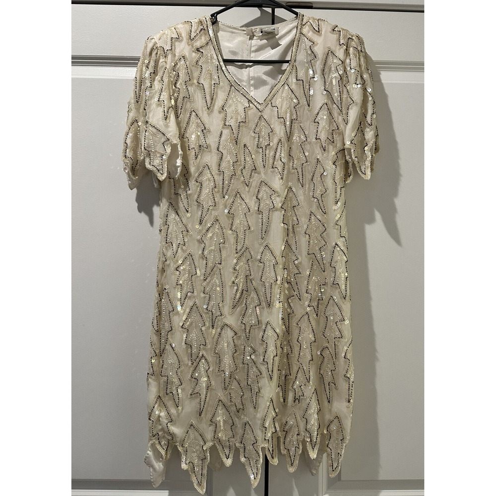 Vtg 1980s Silk SequinsDress Mark &‎ John By Gopal Sequined Gown Size S